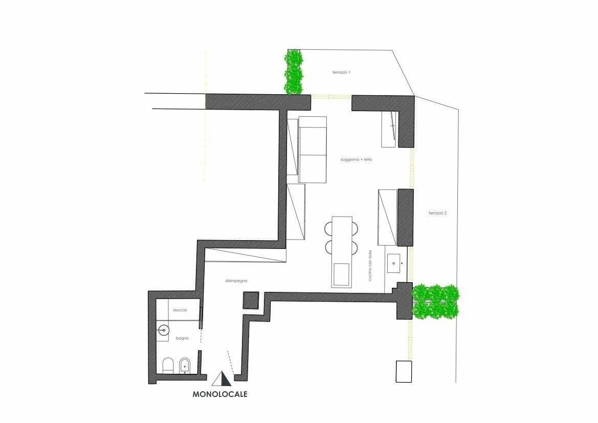 Monolocale via Borgo Santa Caterina, Bergamo (zona Borgo Santa Caterina) - planimetria 1