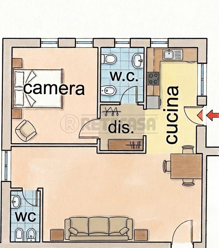 planimetria appartamento - Trilocale Via Tunche 5, Recoaro Terme - planimetria 1