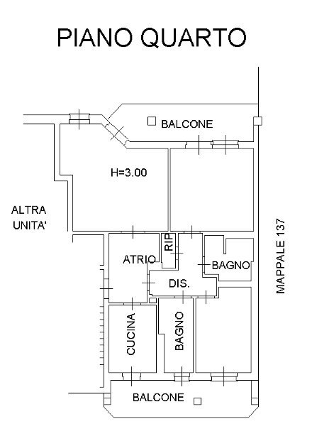 planimetria appartamento - Trilocale Via Corfù 66, Brescia - planimetria 1