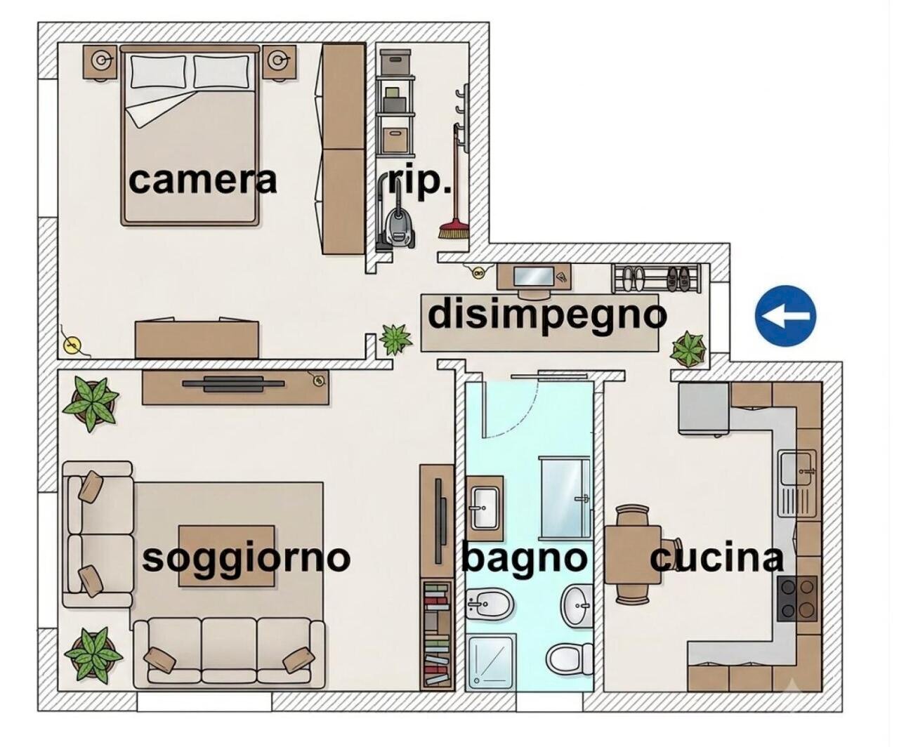PIANTA web - Bilocale Via Milano, Rho - planimetria 1