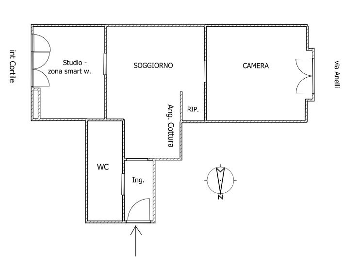 planimetria .png - One-room apartment Via Anelli 1, Milano - floor plans 1