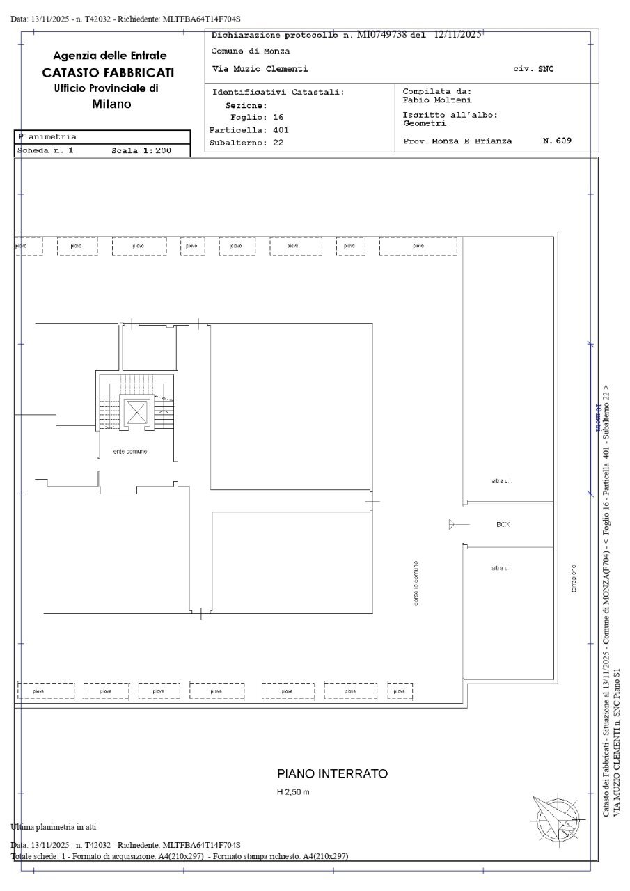 Planimetria Box - Box Via Muzio Clementi 10, Monza - planimetria 1