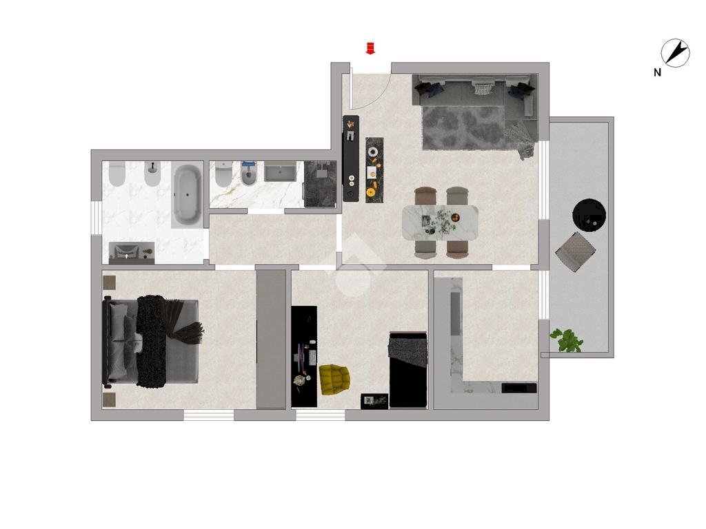 Trilocale Via C. Colombo, Rescaldina - planimetria 1