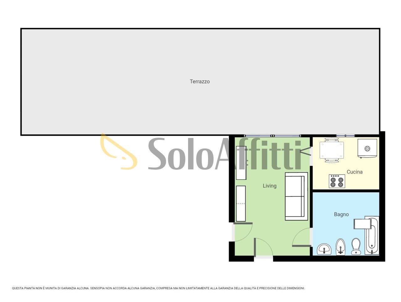 Planimetria a scopo illustrativo - Two-room apartment Via Mario Pettenghi 9, Pavia - floor plans 1