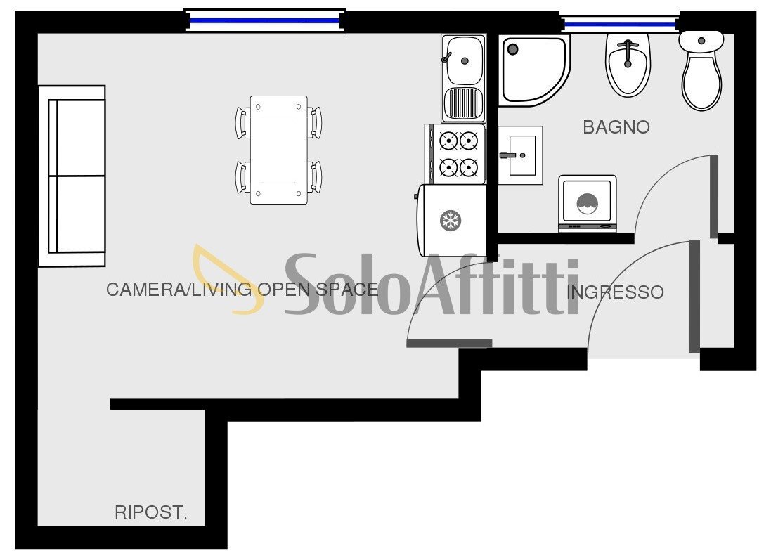 Two-room apartment Via Cardano 41, Pavia - floor plans 1