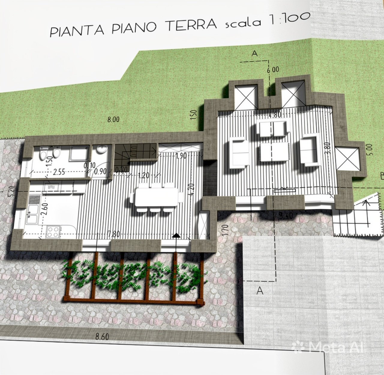 piano terra - Villa Strada Interpoderale Moltedo - Ciai 13, Diano San Pietro - planimetria 1