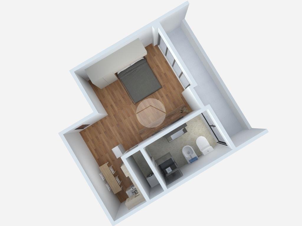 One-room apartment Via Volpiano, Leini - floor plans 1