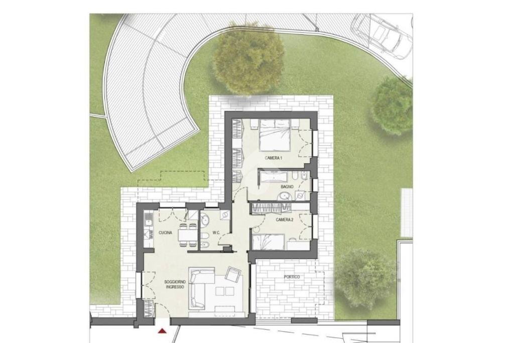 Three-room apartment Via San Pietro, Solaro - floor plans 1
