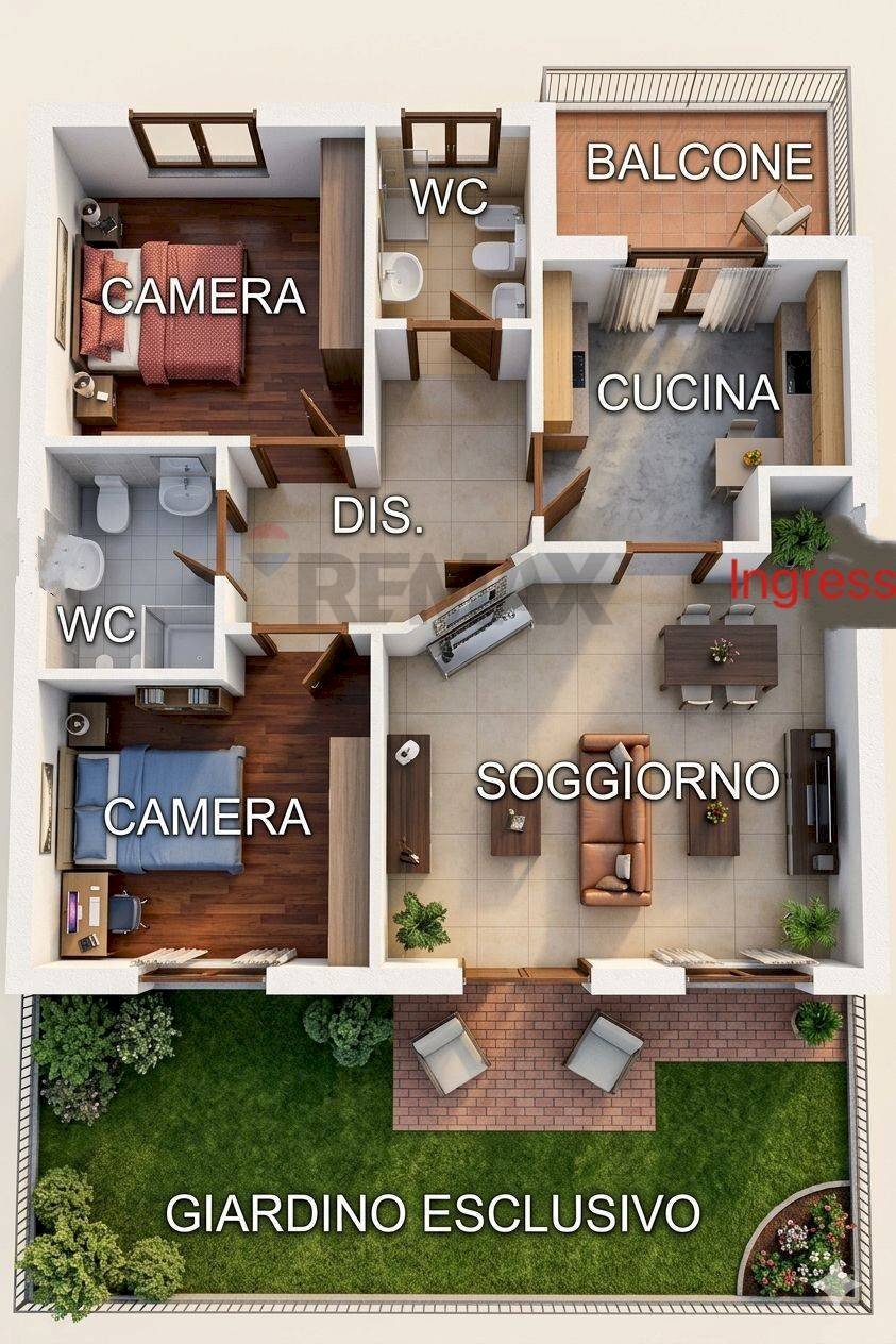 Pianta 3D - Three-room apartment Via Moravia
 
1, Rho - floor plans 1