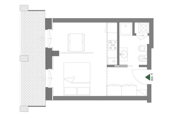 Planimetria - One-room apartment via Maj, Bergamo - floor plans 1