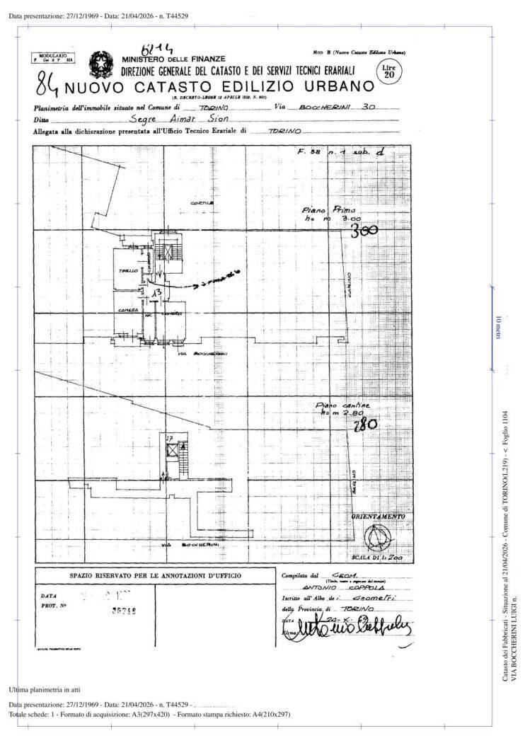 Trilocale via Luigi Boccherini, 30, Torino (zona Rebaudengo) - planimetria 1