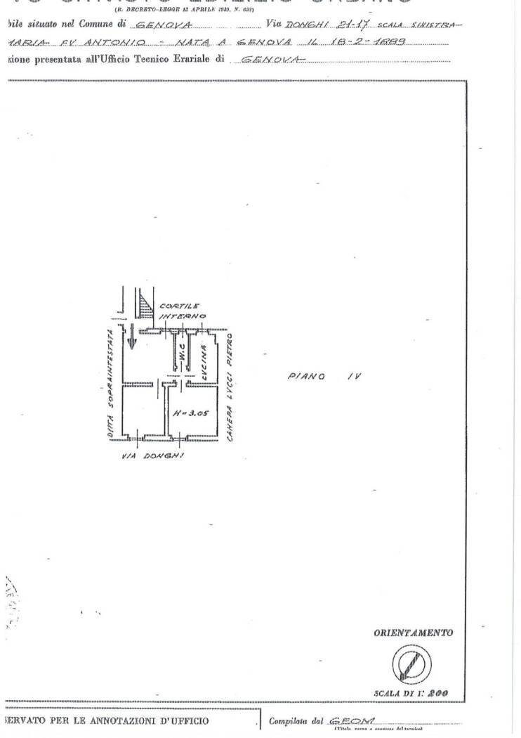 Appartamento via Donghi, 21, Genova (zona Marassi) - planimetria 1