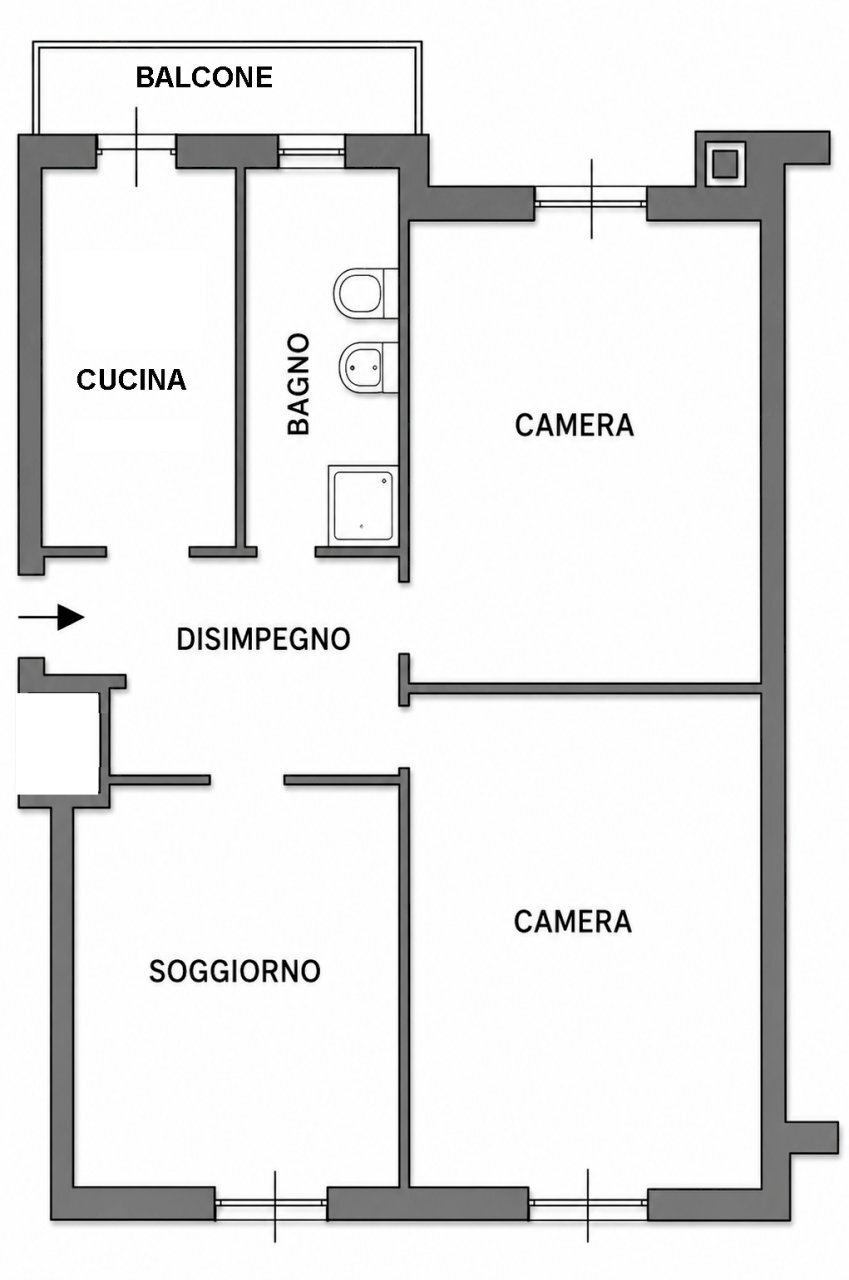 planimetria pubblicità - Three-room apartment Via Chivasso 27/A, Vercelli - floor plans 1