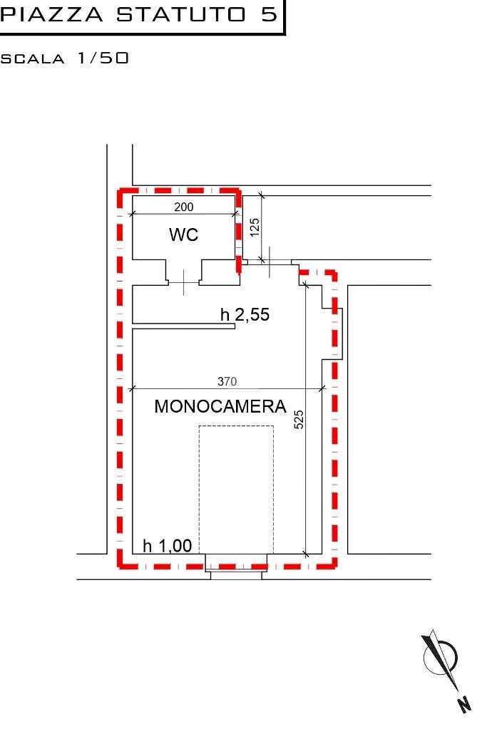 Monolocale Piazza Statuto, Torino (zona Quadrilatero Romano) - planimetria 1