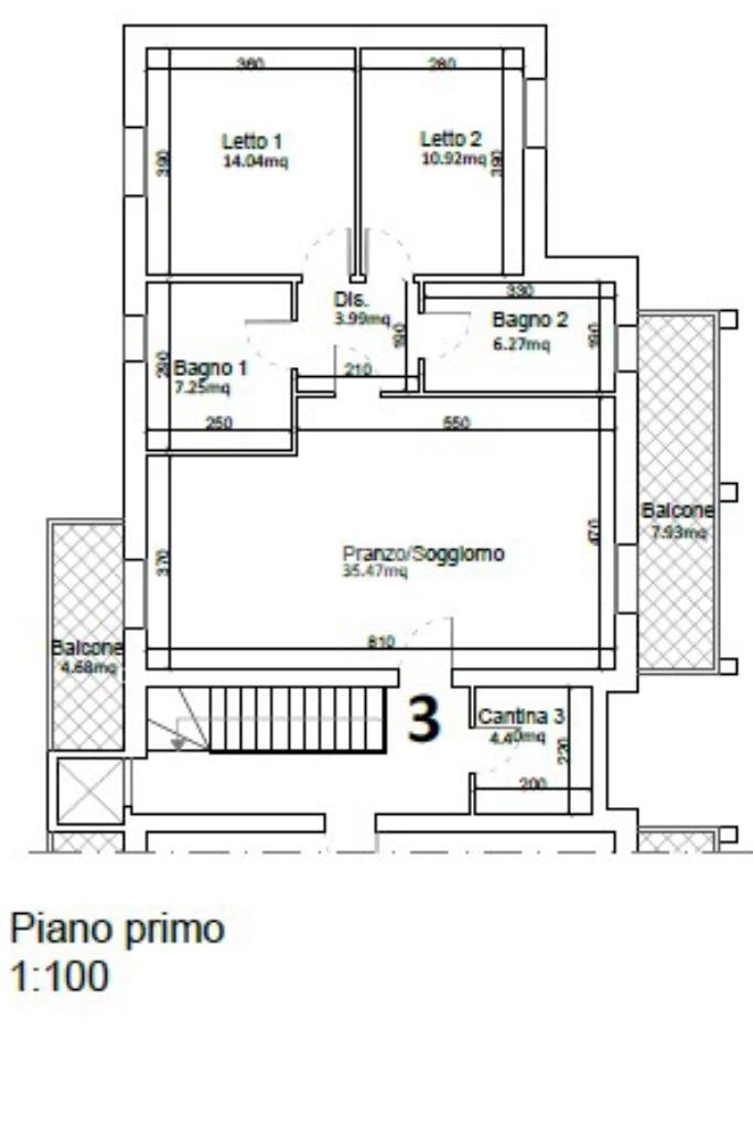 Three-room apartment Via Emilia Est, Rubiera - floor plans 1