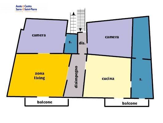 Foto 20 - Three-room apartment Località Crè
 
2, Gignod - floor plans 1