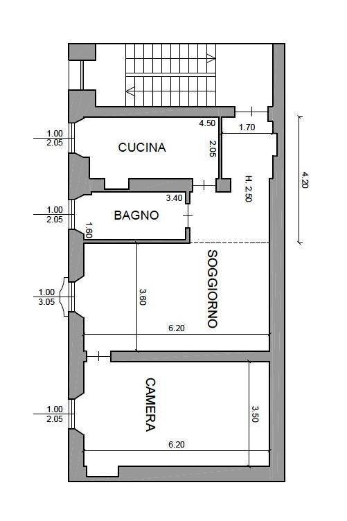 Two-room apartment via Molino delle Armi, 13, Milano (neighborhood Ticinese) - floor plans 1