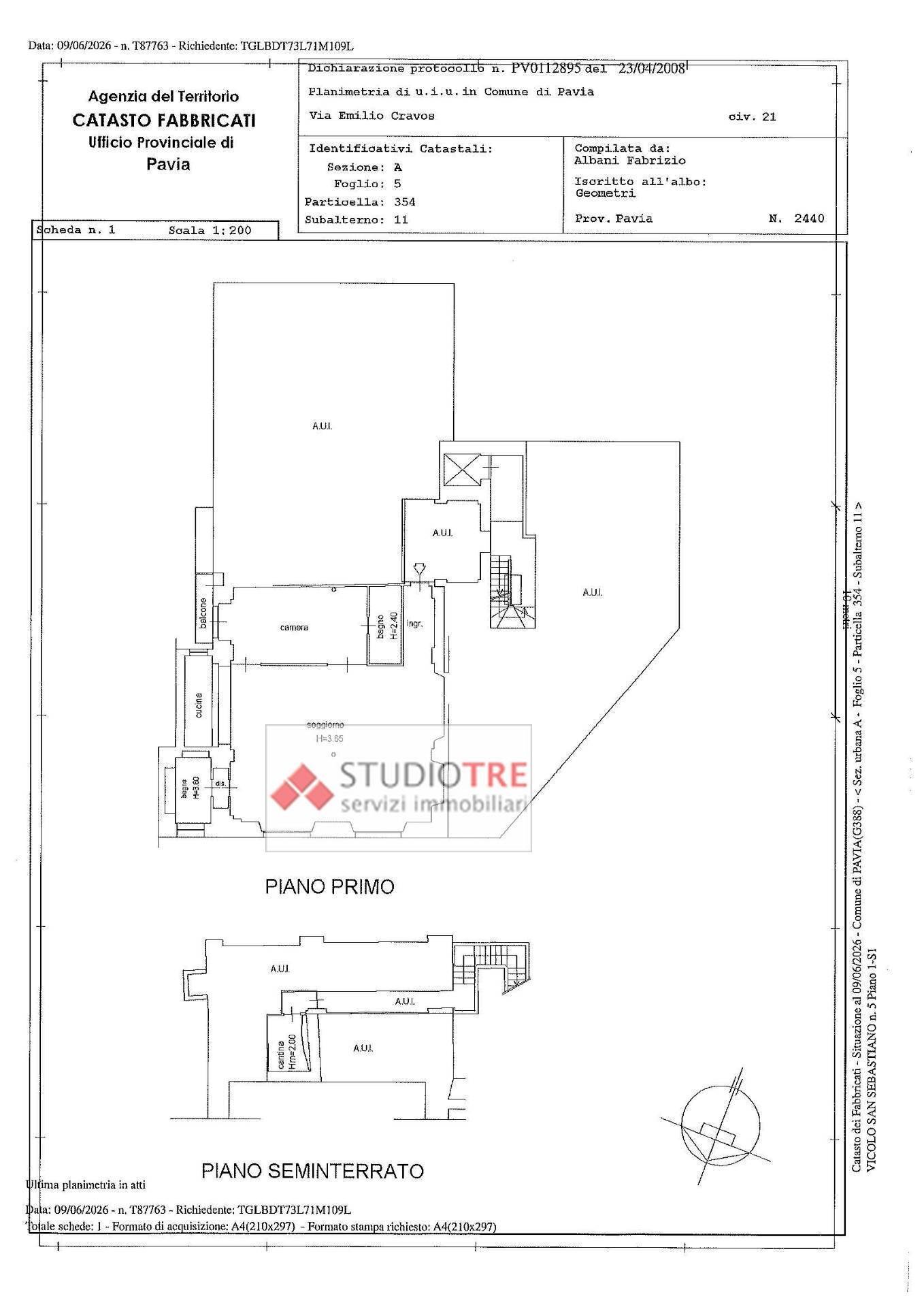 Foto 46 - Two-room apartment Via Cravos
 
5, Pavia - floor plans 1