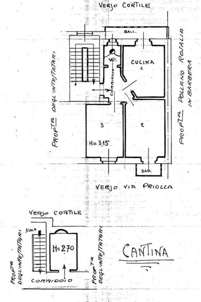 Three-room apartment via Clemente Damiano Priocca, 16, Torino (neighborhood Aurora) - floor plans 1