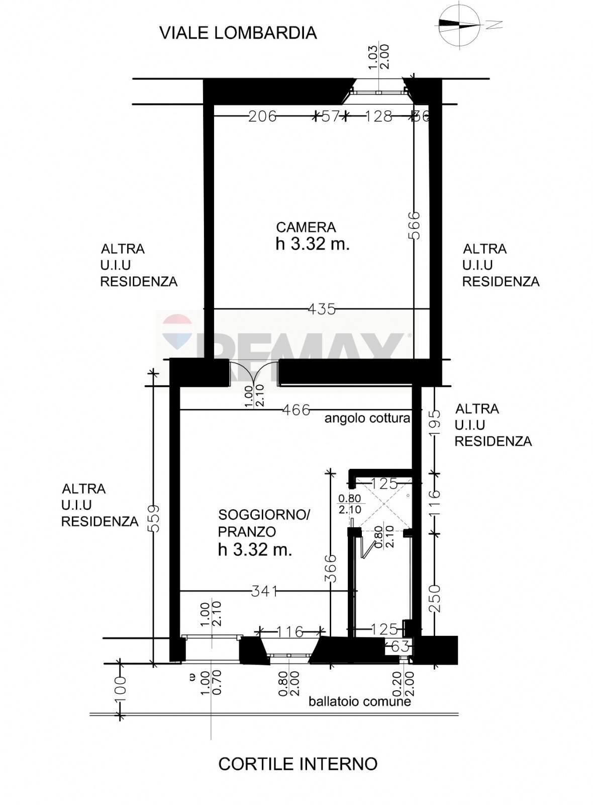 Pianta 2D - Bilocale Viale Lombardia
 
64, Milano - planimetria 1