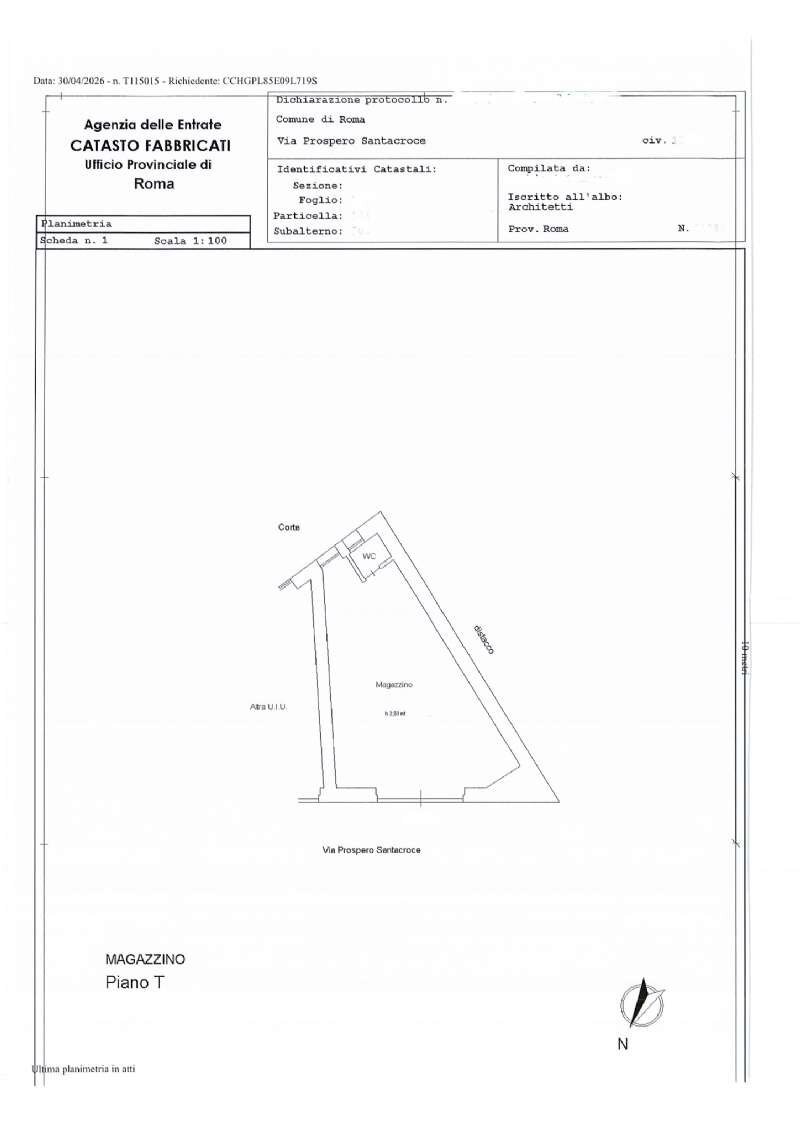 plan - Box via via Prospero Santacroce, Roma - planimetria 1