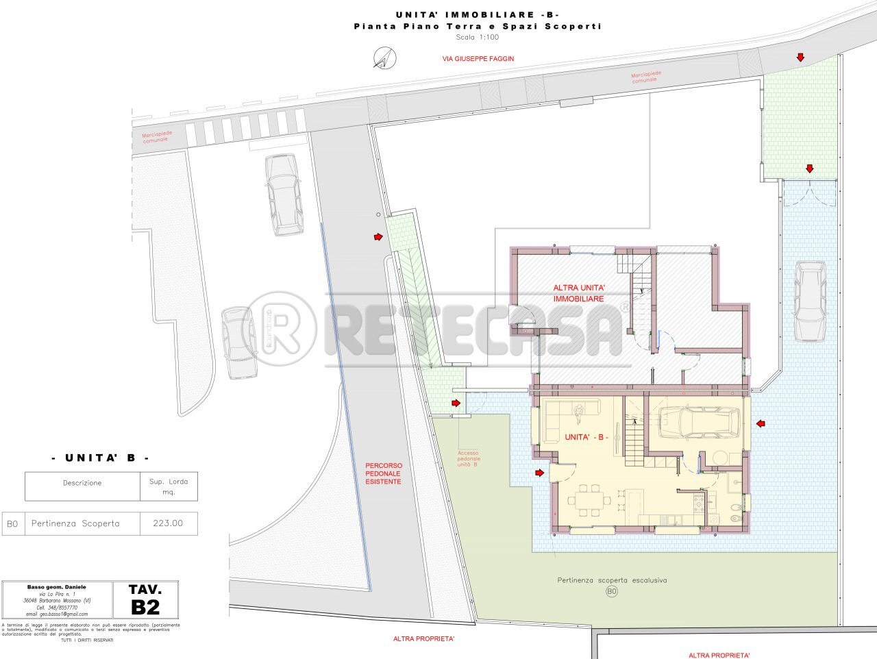 Tav_B1_Esterni_unità_B - Porzione di casa Via Giuseppe Faggin, Vicenza - planimetria 1