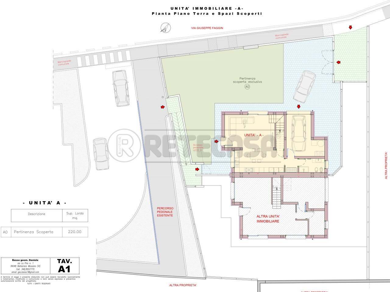 Tav_A1_Esterni_unità_A - Porzione di casa Via Giuseppe Faggin, Vicenza - planimetria 1