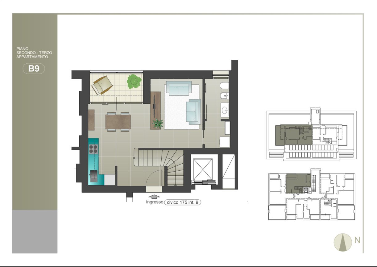 B9 1 - Two-room apartment Vira Ferrara, Cesena - floor plans 1