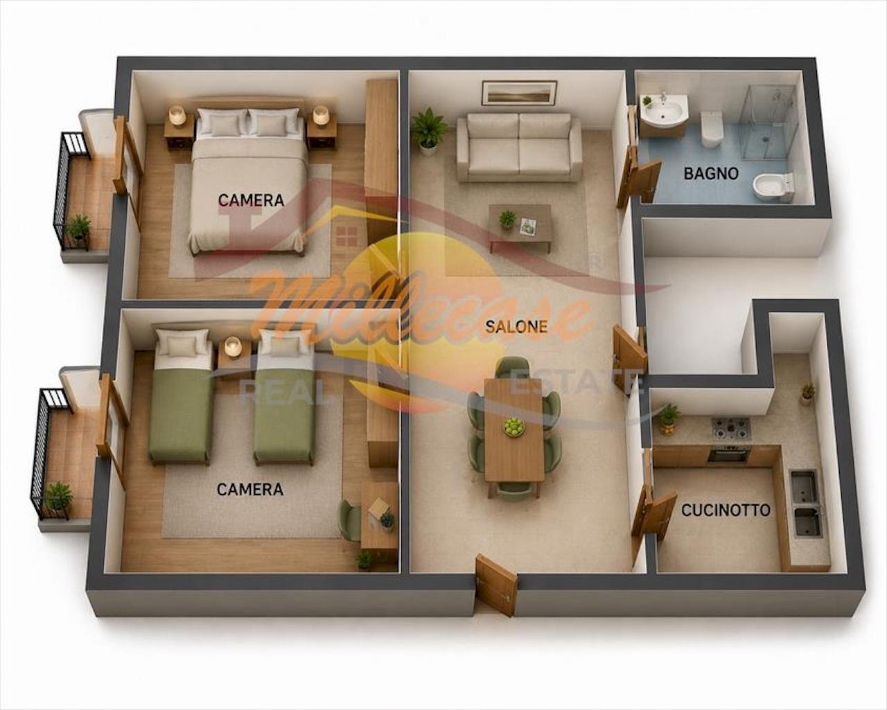 PLANIMETRIA 3D - Trilocale Via Caltanissetta, Siracusa - planimetria 1