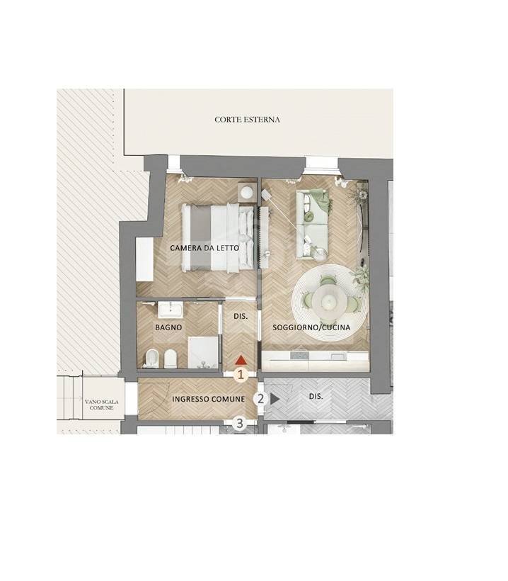 Two-room apartment Via dei Mille, Cervia - floor plans 1