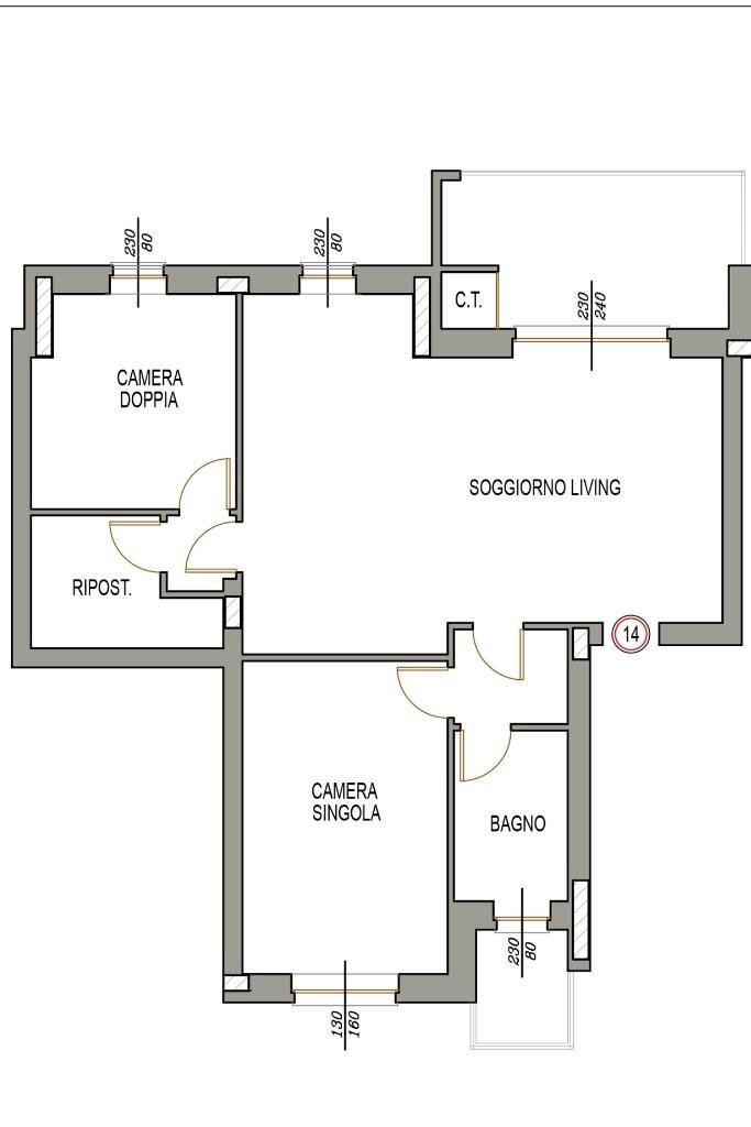 Four-room apartment Via Belgio, Orbassano - floor plans 1