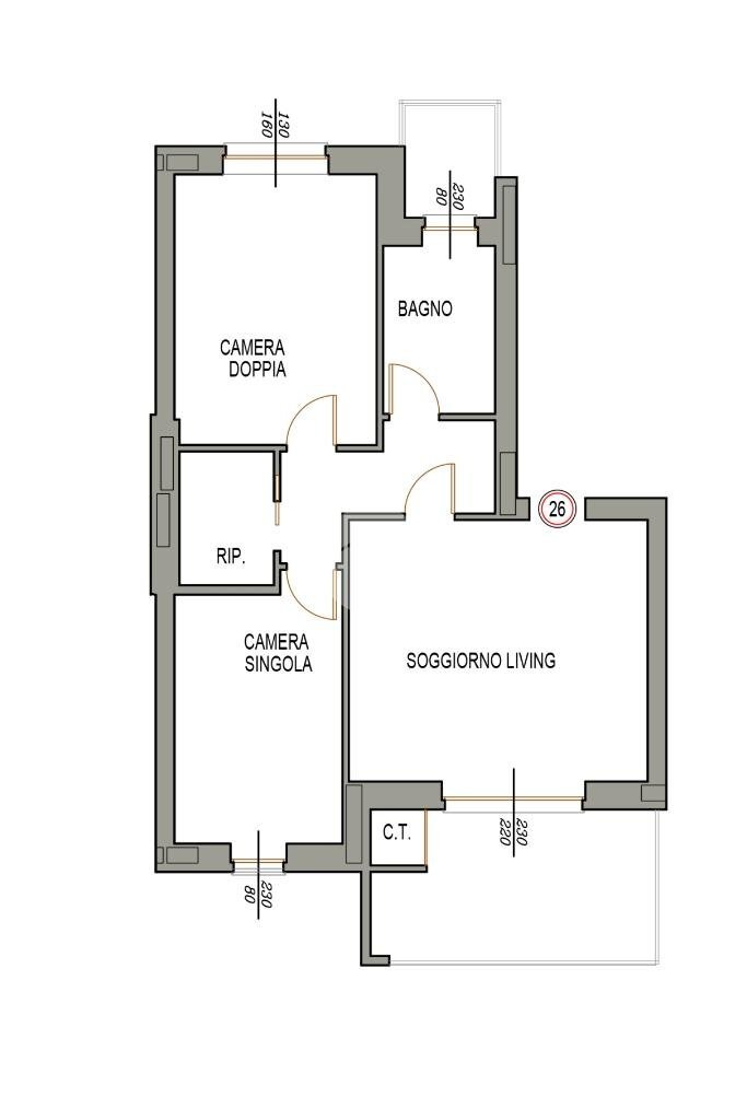 Three-room apartment Via Belgio, Orbassano - floor plans 1