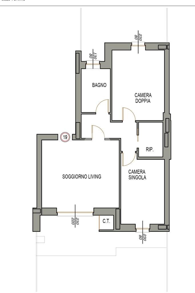 Three-room apartment Via Belgio, Orbassano - floor plans 1