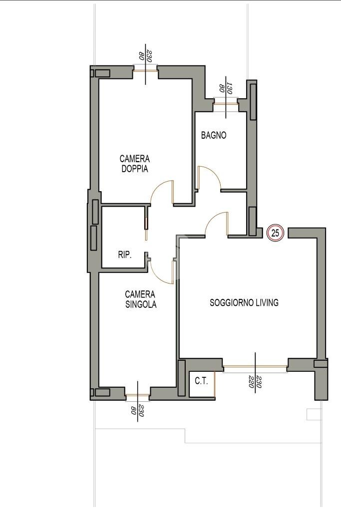 Three-room apartment Via Belgio, Orbassano - floor plans 1