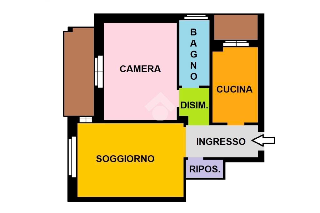 Bilocale Via Privata Piero Martinetti, Milano - planimetria 1