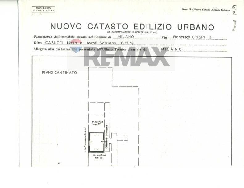 Pianta 2D - Cantina / Solaio VIALE CRISPI
 
3, Milano - planimetria 1