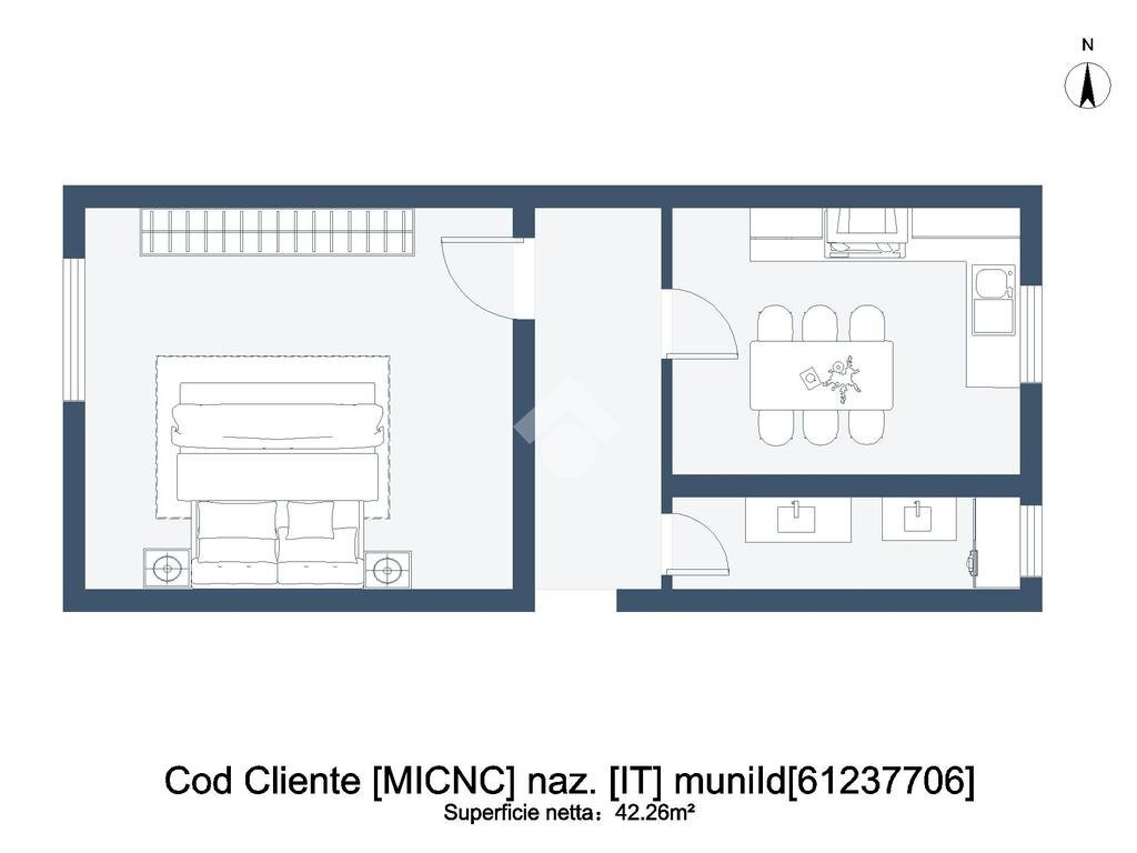 Two-room apartment Via Monte Palombino, Milano (neighborhood Rogoredo) - floor plans 1