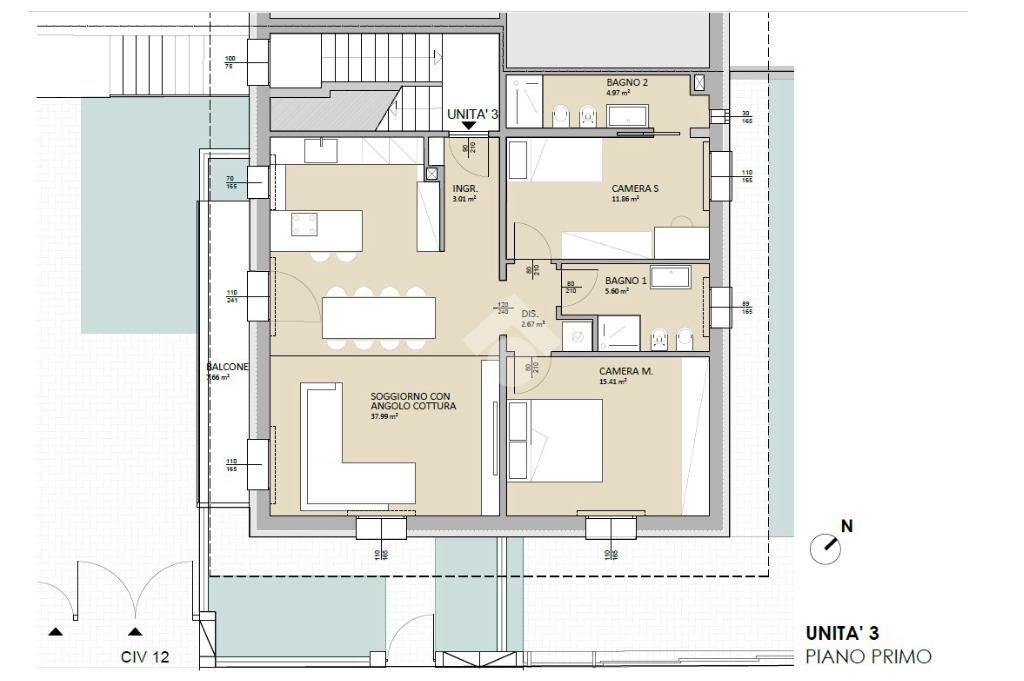 Appartamento Via Luigi Cherubini, Bologna (zona Savena) - planimetria 1