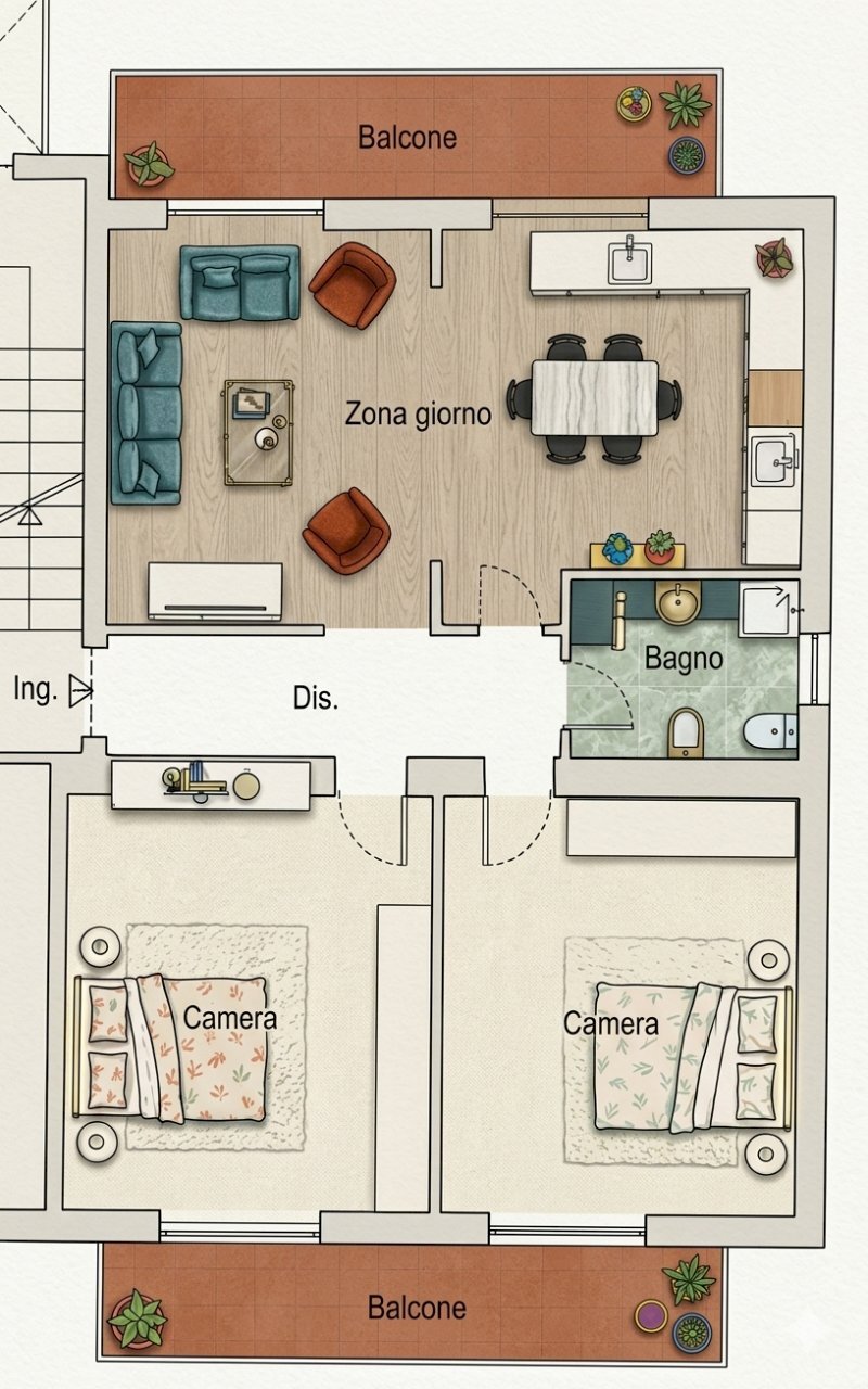 Planimetria - Three-room apartment Via Bent. Amilcare Nuvolone 19, Taggia - floor plans 1