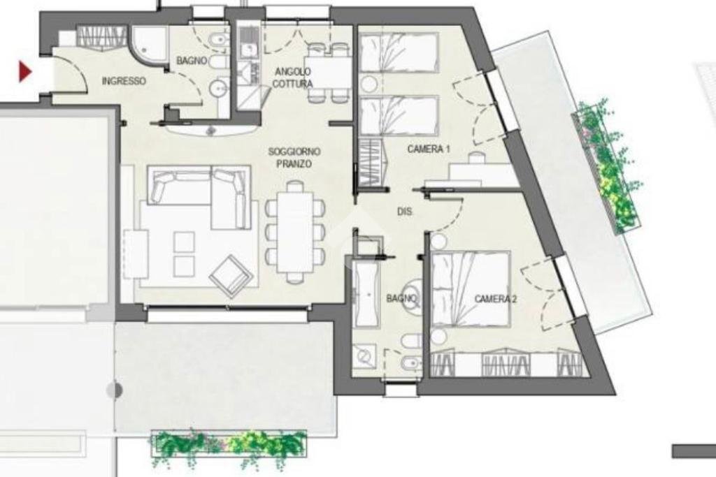 Three-room apartment Via San Pietro, Solaro - floor plans 1