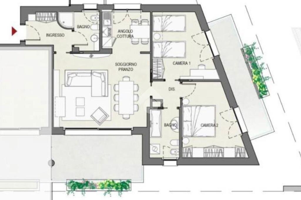 Three-room apartment Via San Pietro, Solaro - floor plans 1