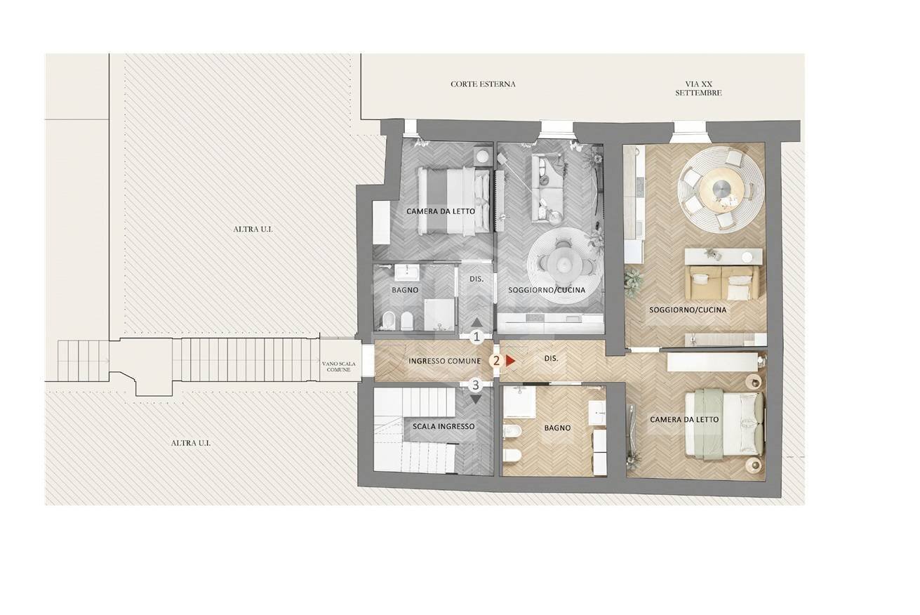 Two-room apartment Via dei Mille, Cervia - floor plans 1