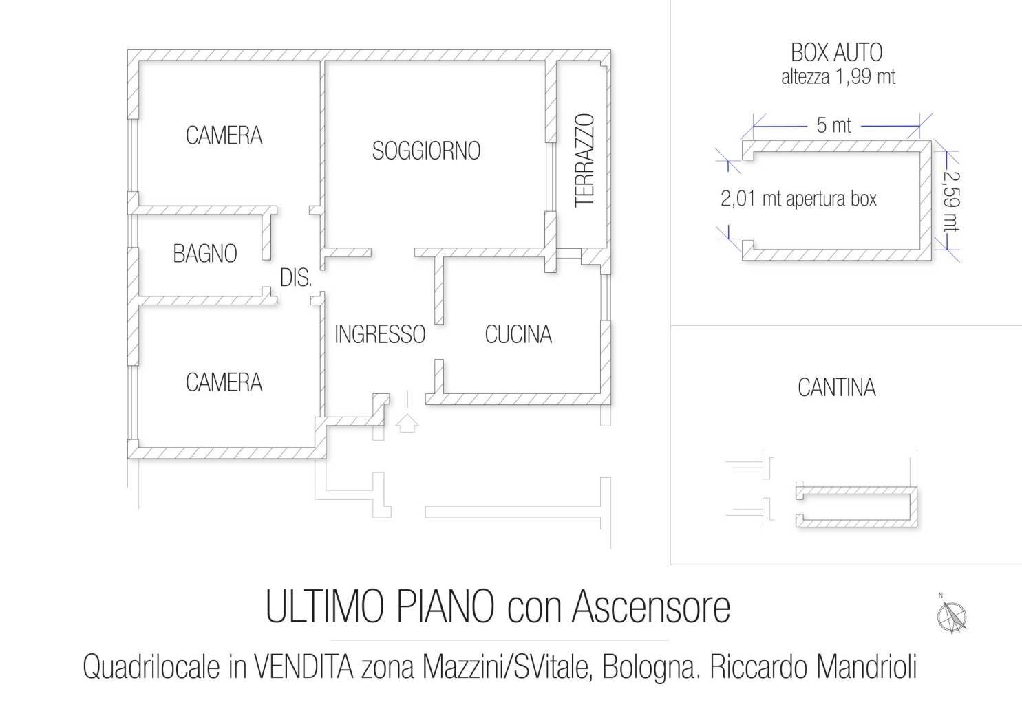 Quadrilocale via Roselle, Bologna (zona Mazzini) - planimetria 1