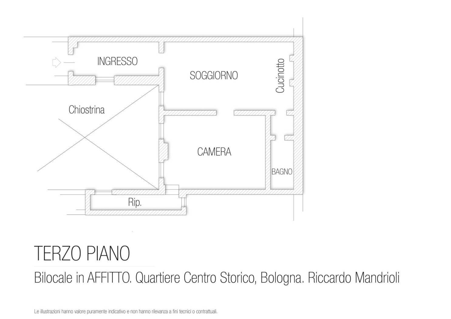 Bilocale strada Maggiore, Bologna (zona Centro Storico) - planimetria 1