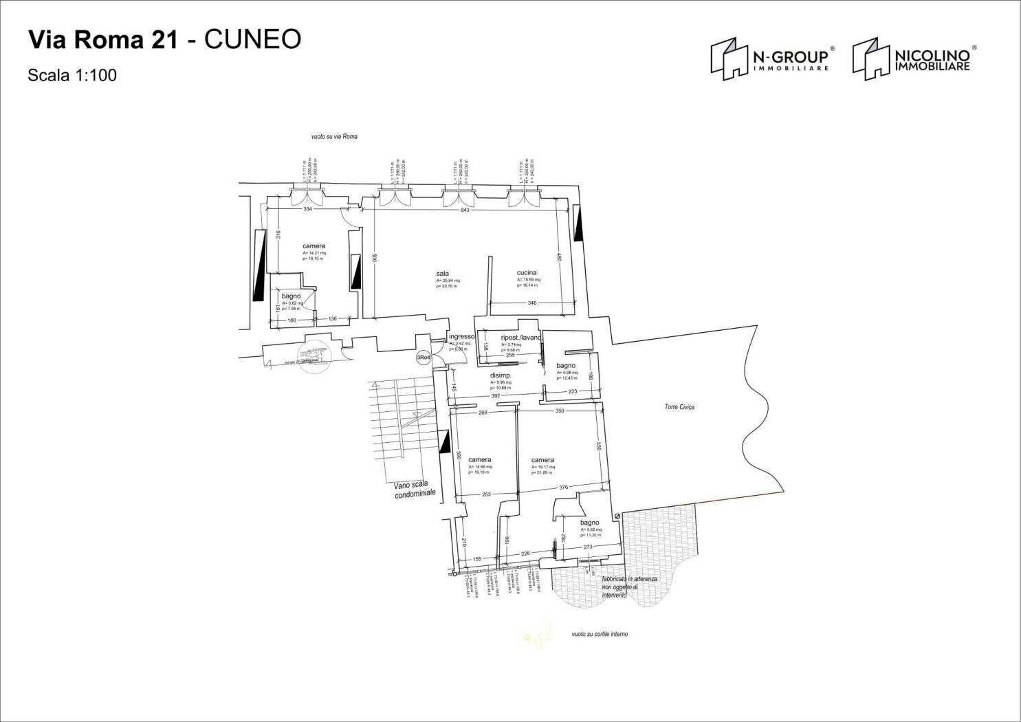 Appartamento via Roma, 21, Cuneo (zona Centro) - planimetria 1