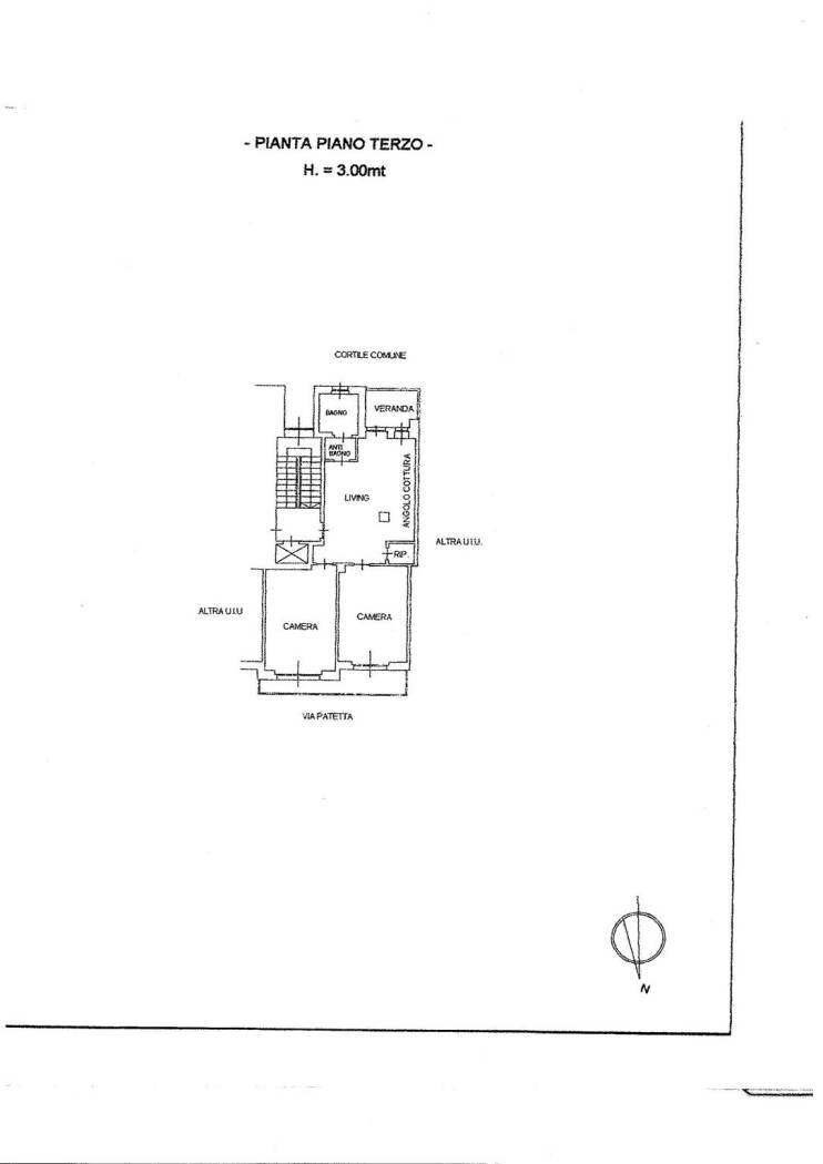 Trilocale via Federico Patetta, 10, Torino (zona Rebaudengo) - planimetria 1