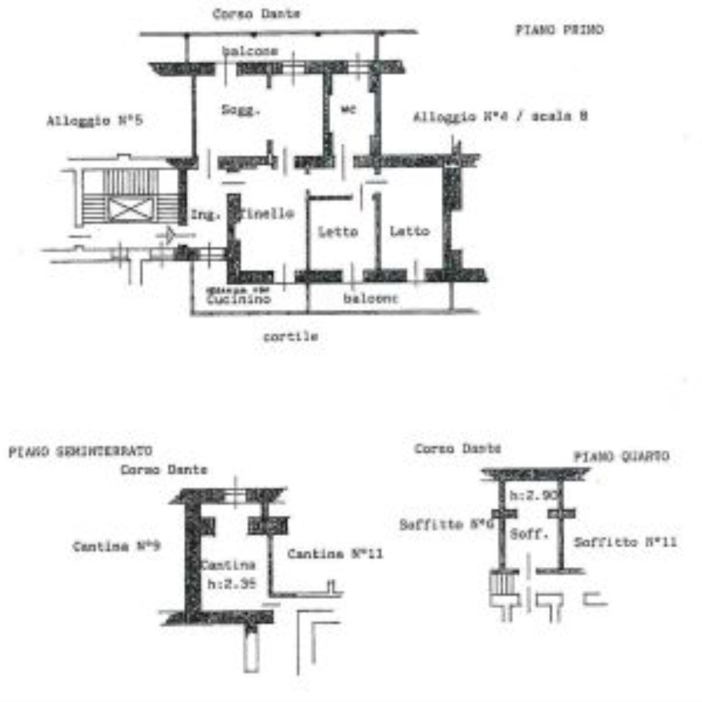 Quadrilocale Corso Dante, 62, Cuneo (zona Centro) - planimetria 1