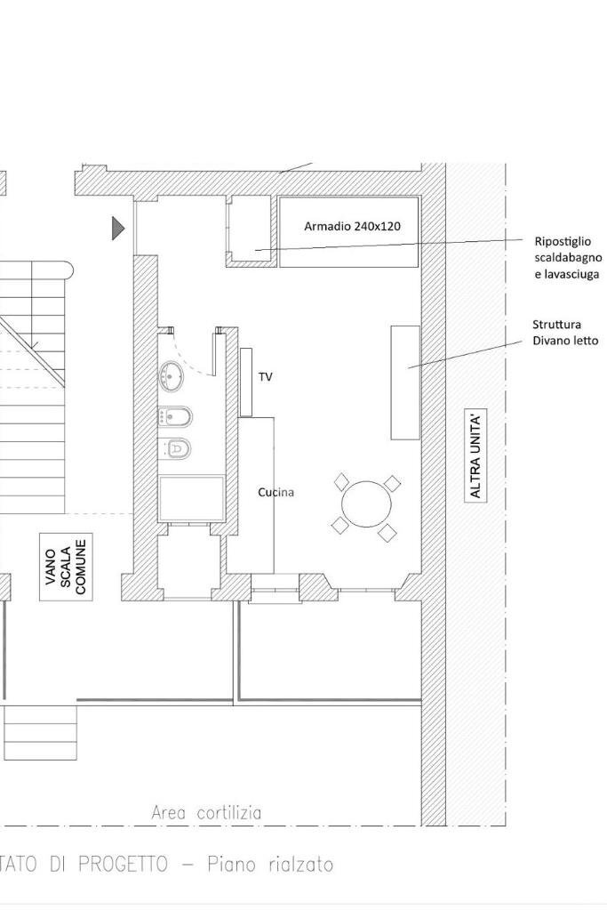 One-room apartment Via Eugenio Carpi, Milano (neighborhood Lambrate) - floor plans 1