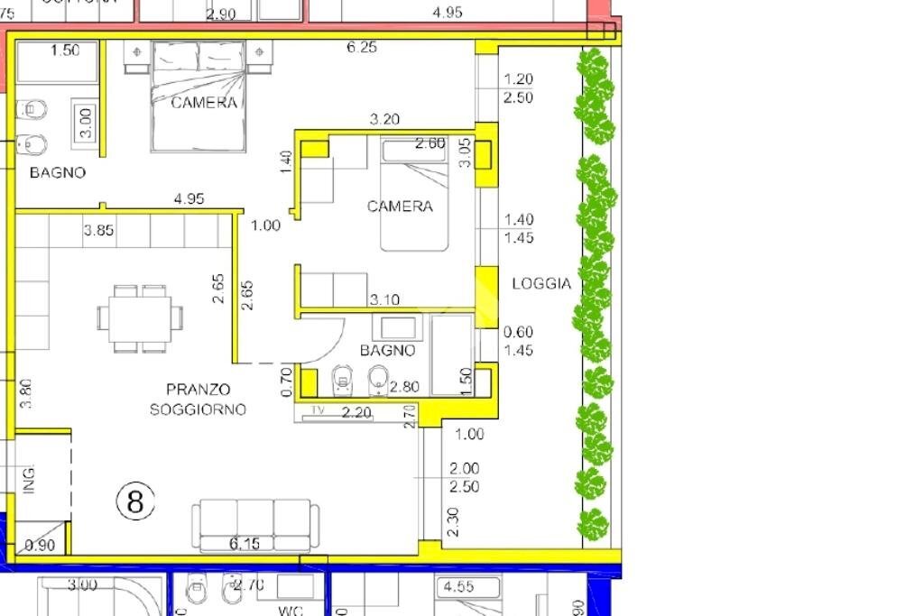 Three-room apartment Via Madre Teresa di Calcutta, San Mauro Pascoli - floor plans 1