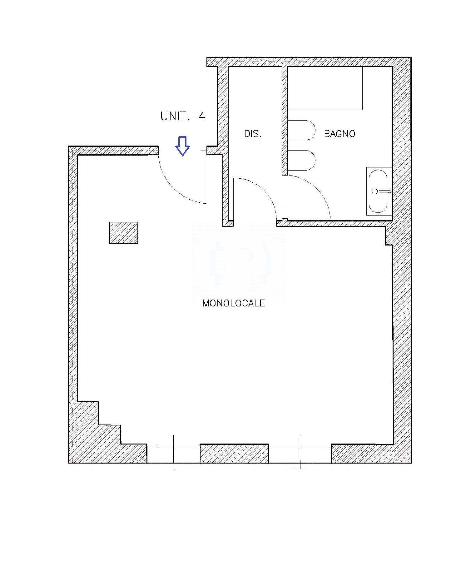 One-room apartment Via San Pier Grisologo, Imola - floor plans 1